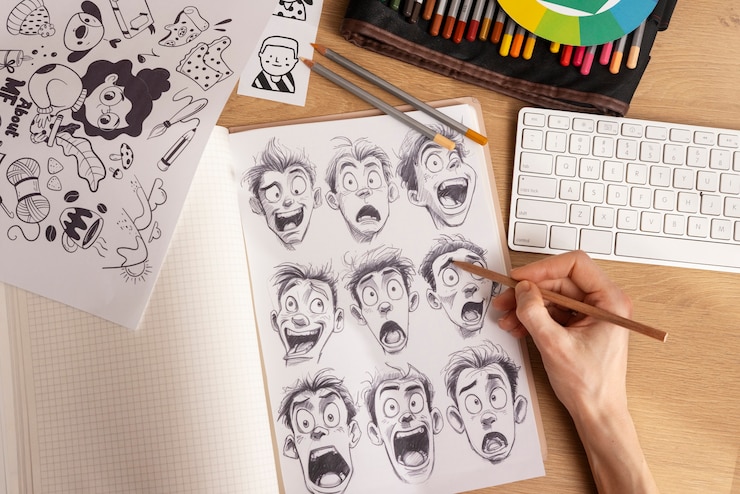 Foto gratuito naturaleza muerta de un estudio de diseño gráfico