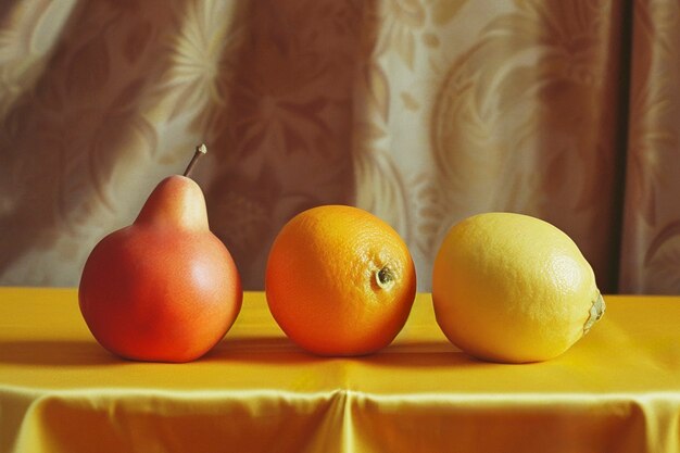 Naturaleza muerta de frutas en el mantel