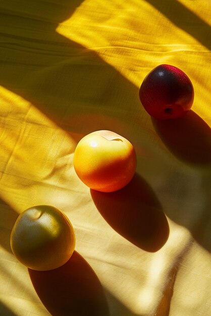 Naturaleza muerta de frutas en el mantel