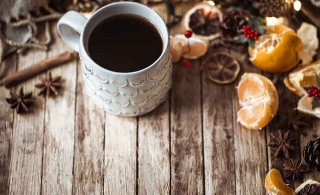 Navidad acogedora taza de té