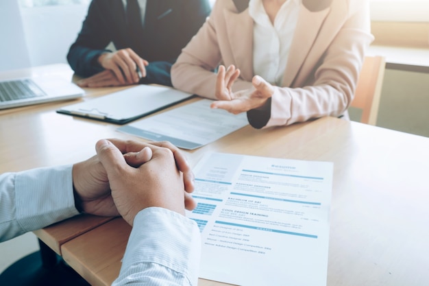 Negocios, concepto de entrevista de trabajo.