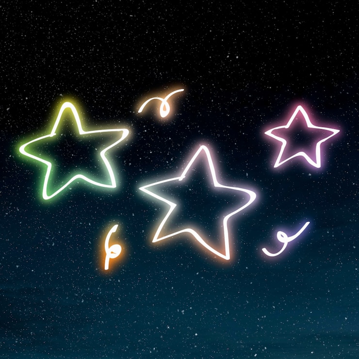 Photo Gratis neon rainbow light star doodle