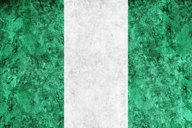 Nigeria Bandera metálica, bandera texturizada, bandera grunge