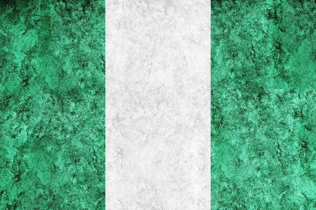 Nigeria Bandera metálica, bandera texturizada, bandera grunge