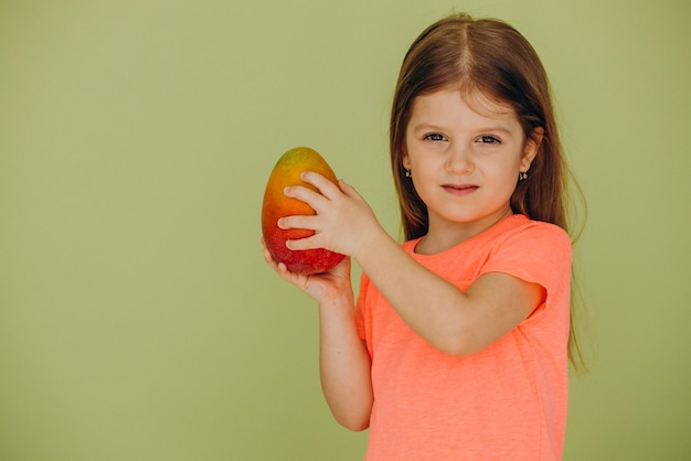 niña, aislado, tenencia, mango