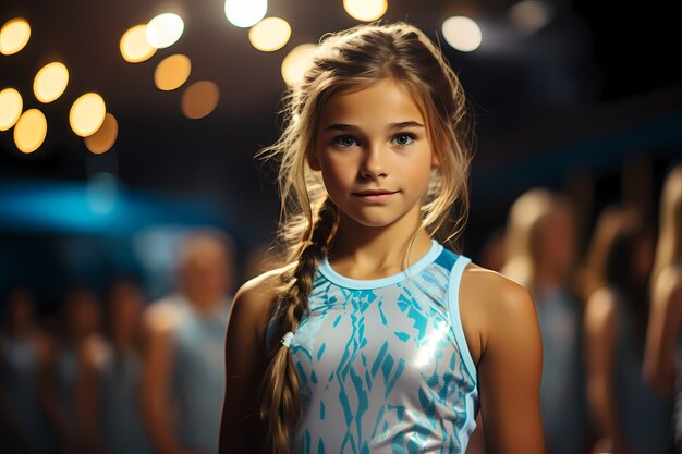 Niña atlética practicando gimnasia desde una edad temprana