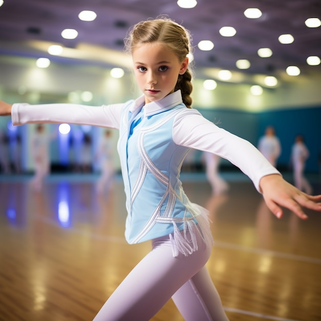 Foto gratuita niña practicando gimnasia
