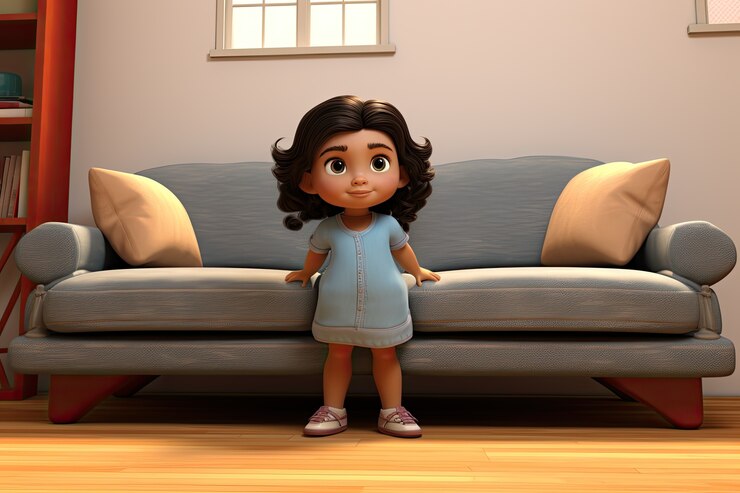 Foto gratuito una niña en la sala de estar.