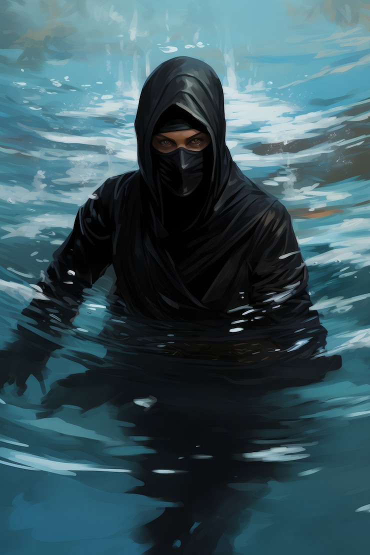 Foto gratuito ninja de tiro medio con equipo