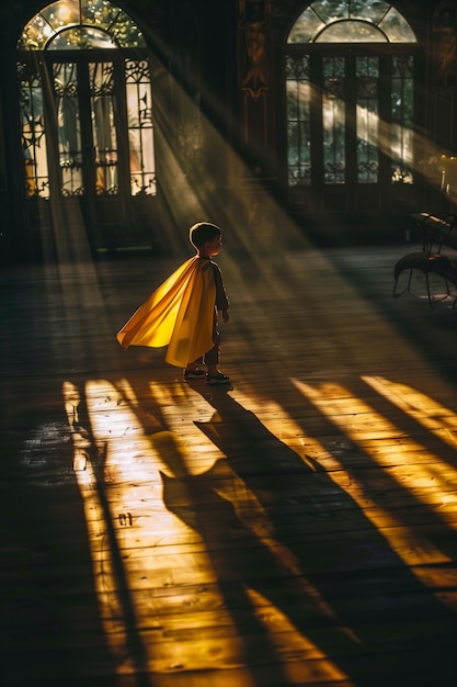 Foto gratuita un niño adorable jugando con las sombras.