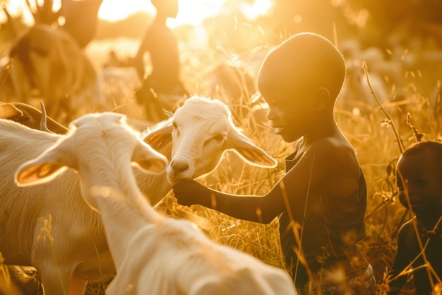 Foto gratuita un niño africano disfrutando de la vida.