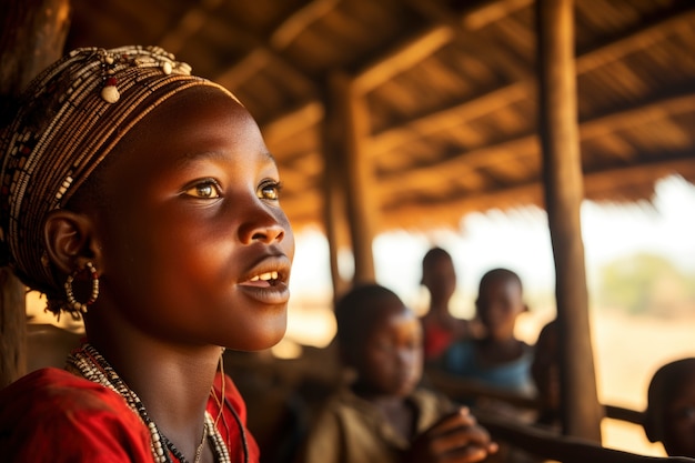 Foto gratuita un niño africano disfrutando de la vida.