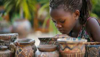 Foto gratuita niño africano en un mercado