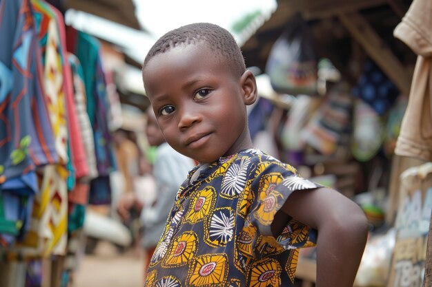 Niño africano en un mercado