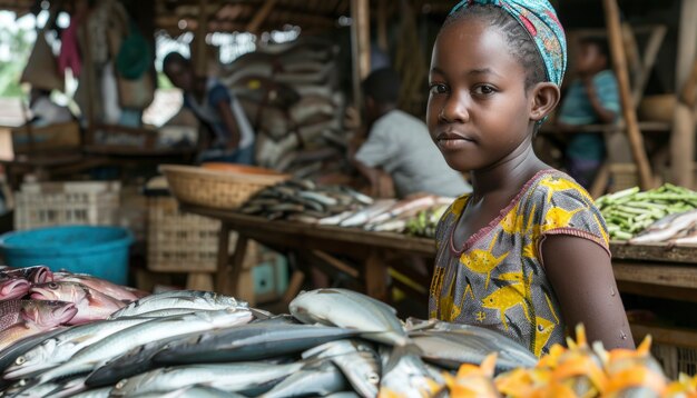 Niño africano en un mercado