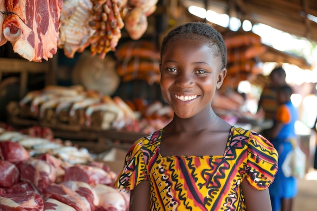 Foto gratuita niño africano en un mercado