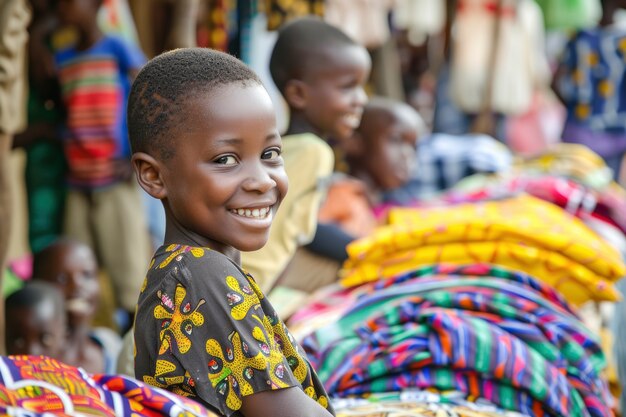 Niño africano en un mercado