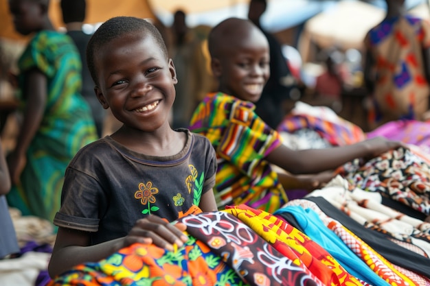 Niño africano en un mercado