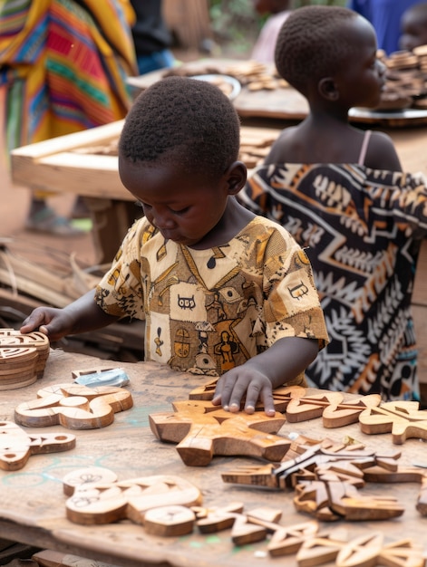 Foto gratuita niño africano en un mercado