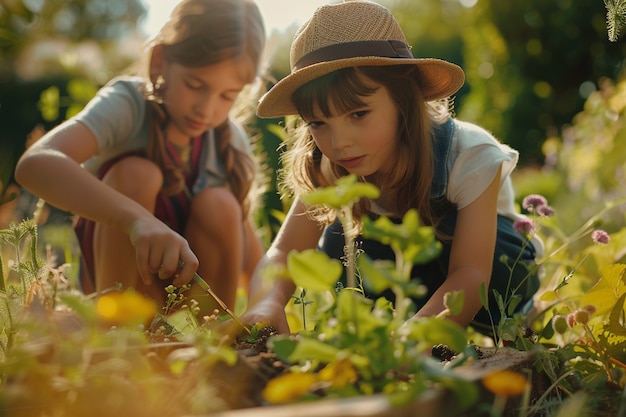 Foto gratuita niño aprendiendo a hacer jardín