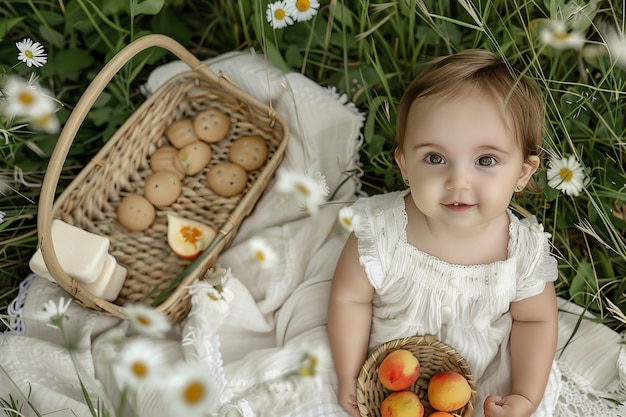 Foto gratuita un niño disfrutando de un día de picnic.