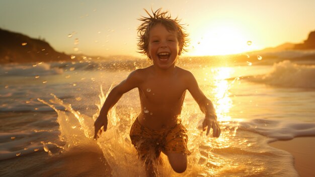 Niño divirtiéndose en el agua.