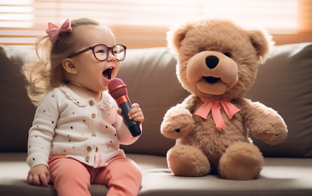 Foto gratuita niño gracioso con juguete