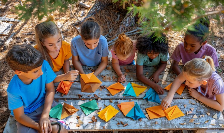Foto gratuito niño jugando con un avión de papel