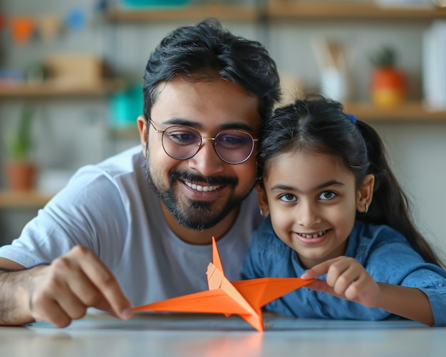 Foto gratuita niño jugando con un avión de papel