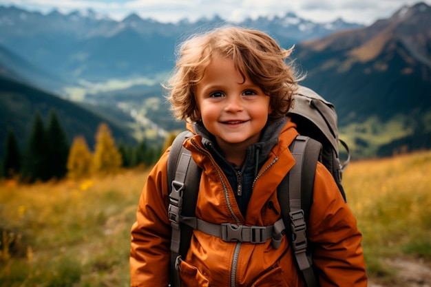 Niño participando en el movimiento de viajes sostenibles