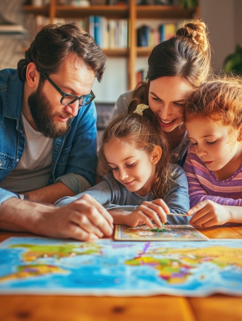 Foto gratuita niño pequeño con autismo jugando con su familia