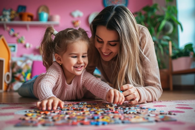 Foto gratuita niño pequeño con autismo jugando con su familia