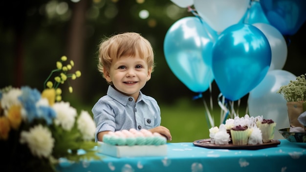 Foto gratuita el niño pequeño celebra la fiesta del feliz cumpleaños