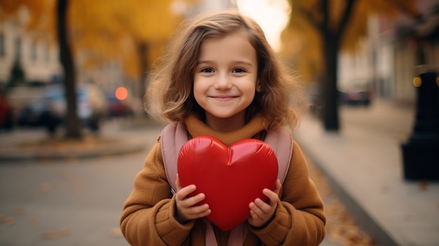 Niño pequeño con forma de corazón en 3D