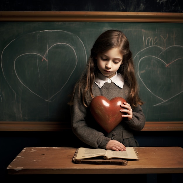 Niño pequeño con forma de corazón en 3D