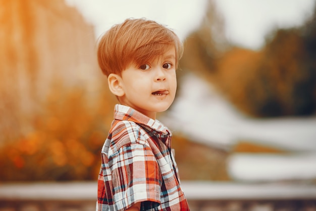 Foto gratuita niño pequeño lindo que juega en un parque