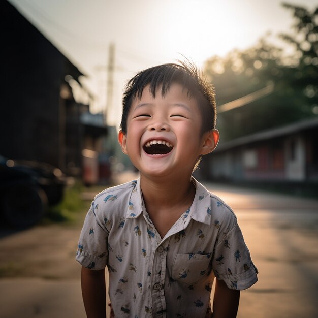 Niño de plano medio divirtiéndose al aire libre