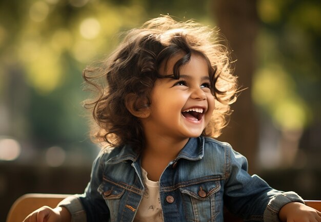 Niño de plano medio divirtiéndose al aire libre