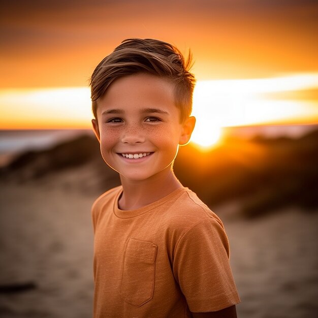 Niño de plano medio relajándose en la playa.