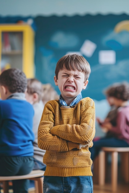 Foto gratuita niño que sufre en la escuela por ser intimidado