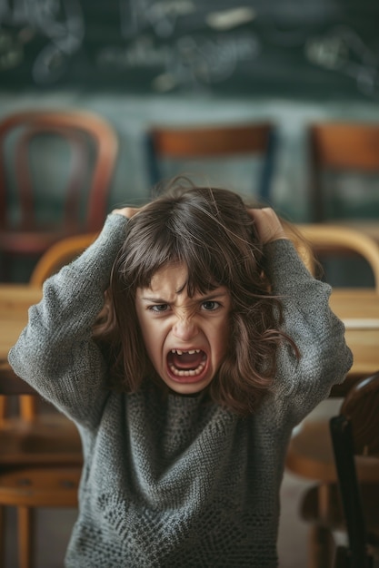 Niño que sufre en la escuela por ser intimidado