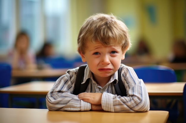 Foto gratuita niño que sufre en la escuela por ser intimidado