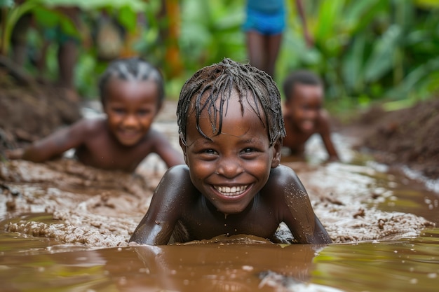 Foto gratuita niños africanos disfrutando de la vida