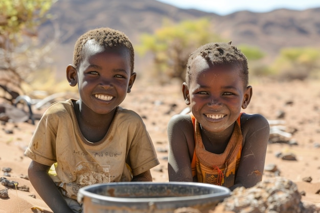 Foto gratuita niños africanos disfrutando de la vida