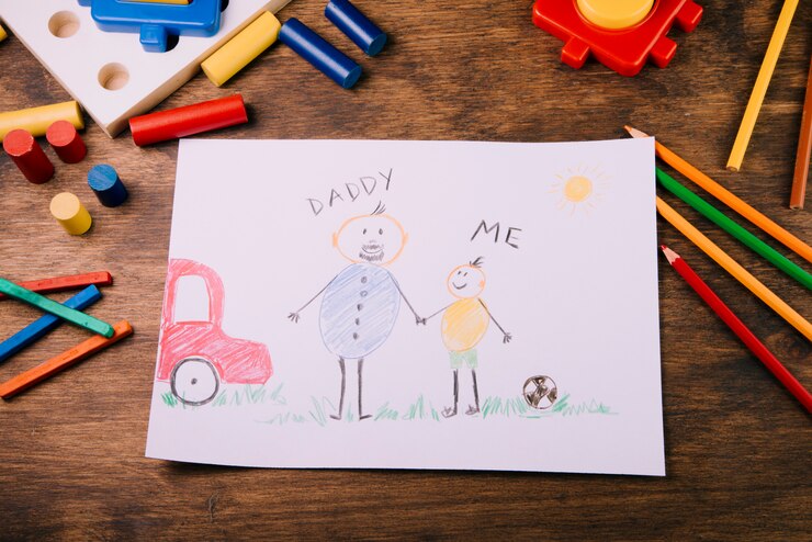 Foto gratuito niños dibujando para el día del padre