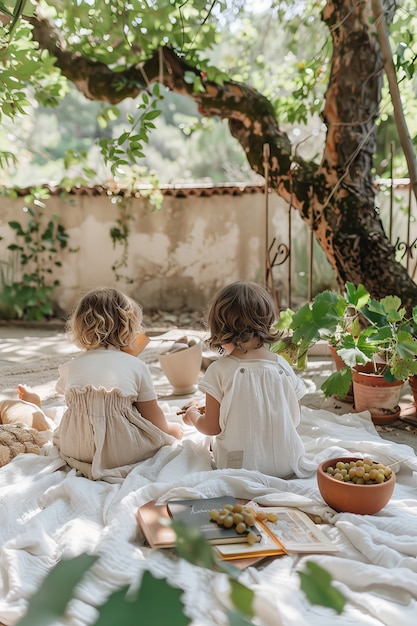 Foto gratuita niños disfrutando de un día de picnic.