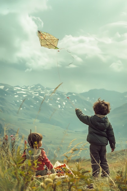 Foto gratuita niños disfrutando de un día de picnic