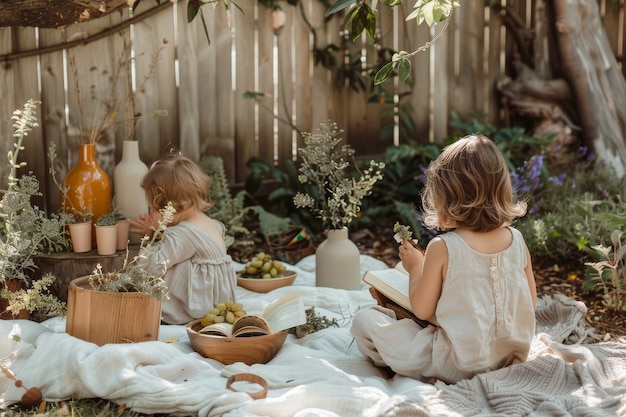 Foto gratuita niños disfrutando de un día de picnic.