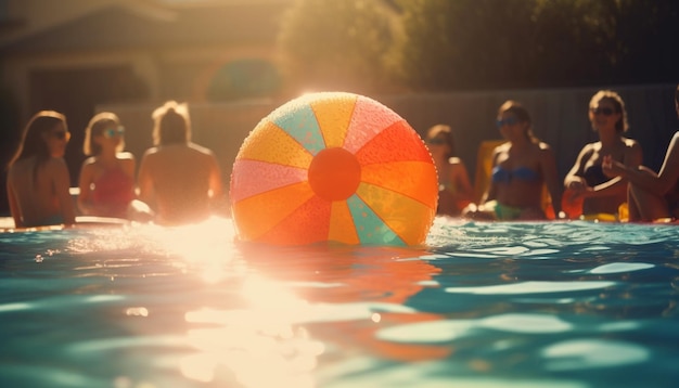 Foto gratuita niños jugando en la piscina felicidad despreocupada generada por ia