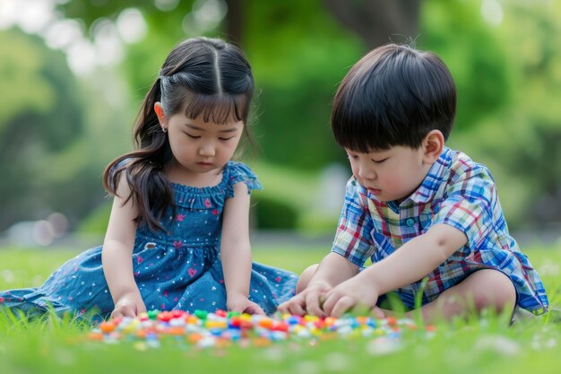 Niños pequeños con autismo jugando juntos